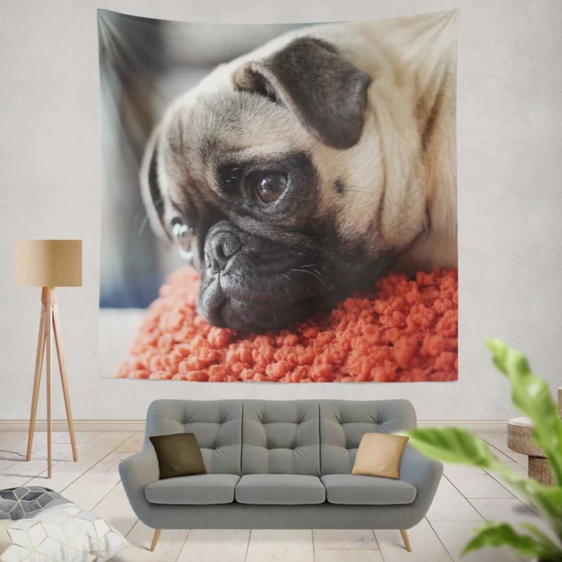 Pug Adorable Muzzle Canine Charm Wall Hanging Tapestry