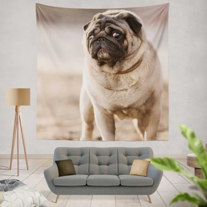 Pug Charm in Depth Wall Hanging Tapestry