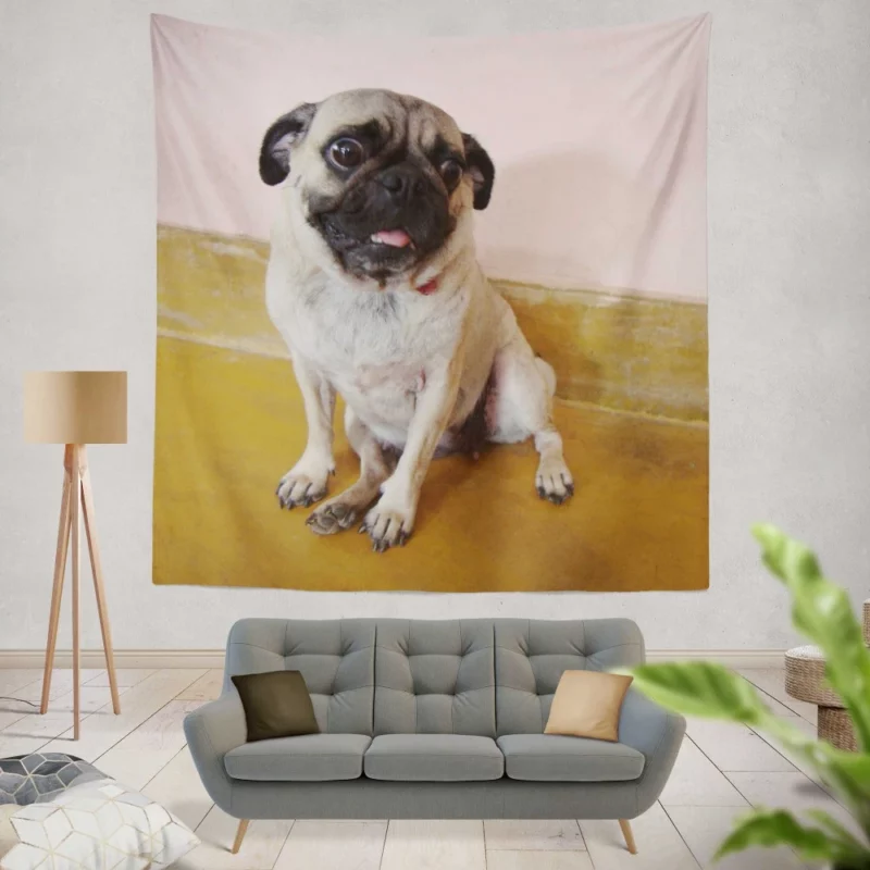 Pug Playful Adorable Dog Wall Hanging Tapestry