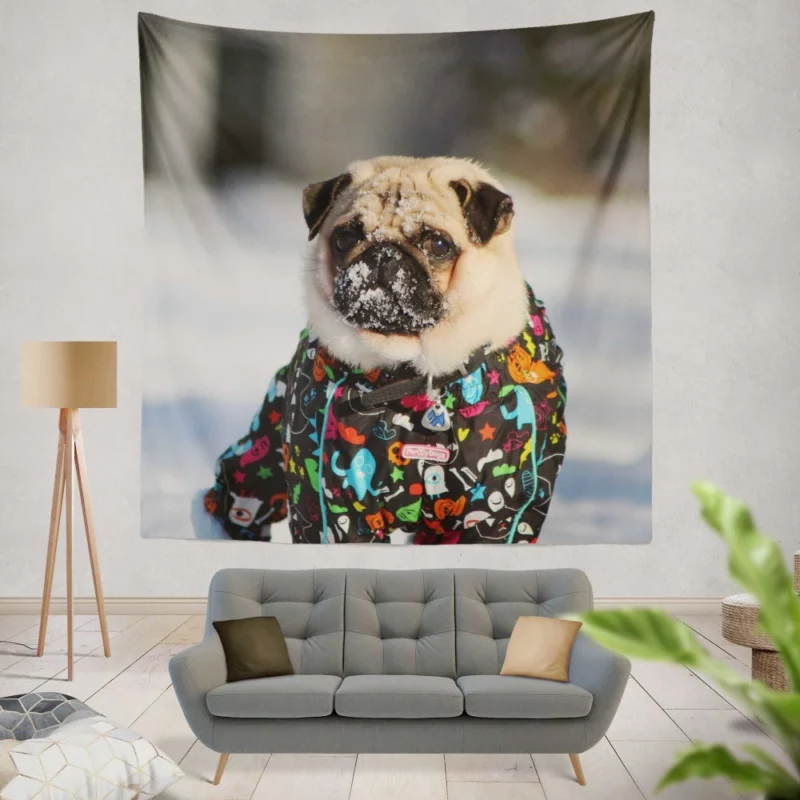 Pug Playful Antics Wall Hanging Tapestry