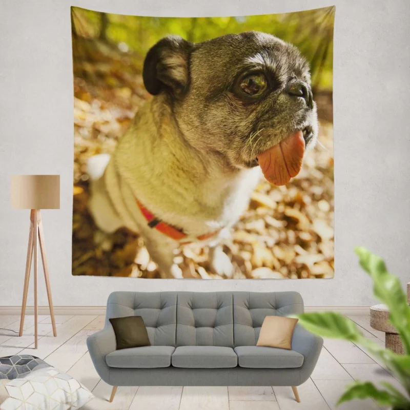 Pug Playful Dog Wall Hanging Tapestry