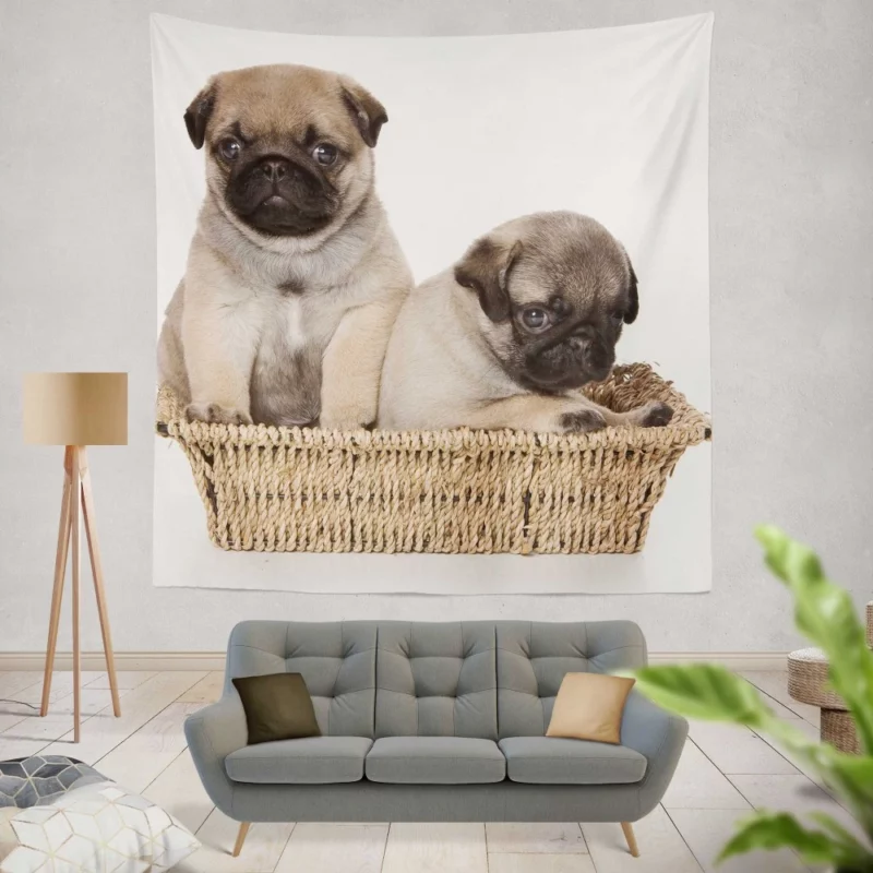 Pug Puppy Adorable Expression Cuteness Wall Hanging Tapestry