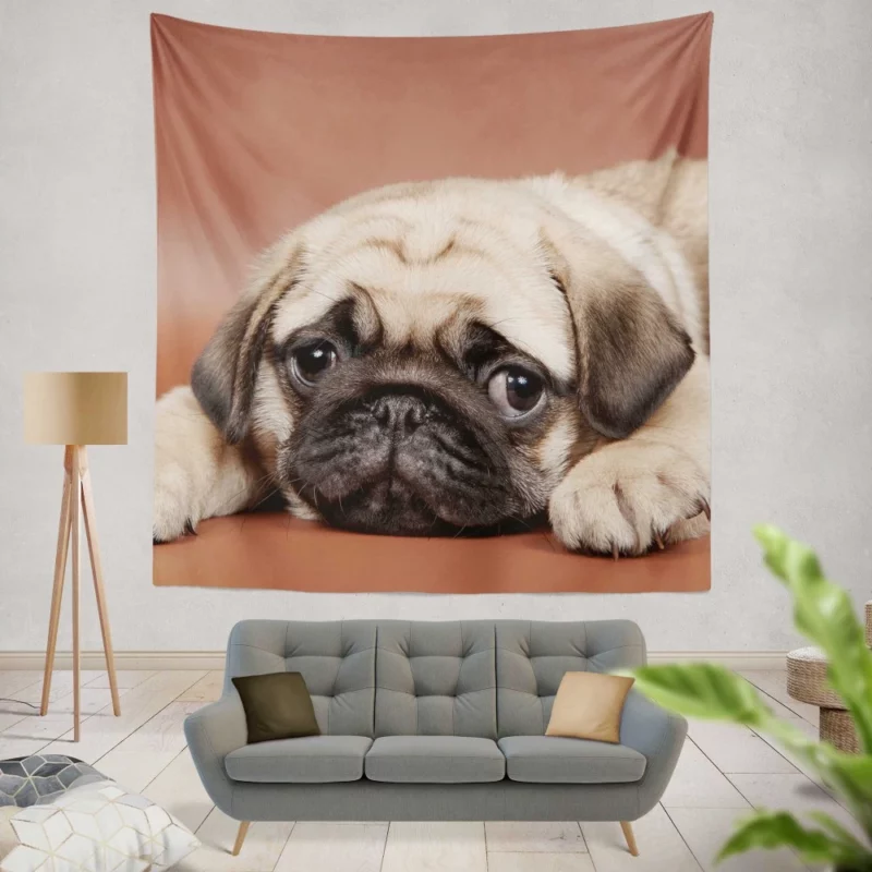 Pug Puppy Eyes Heartfelt Innocence Wall Hanging Tapestry