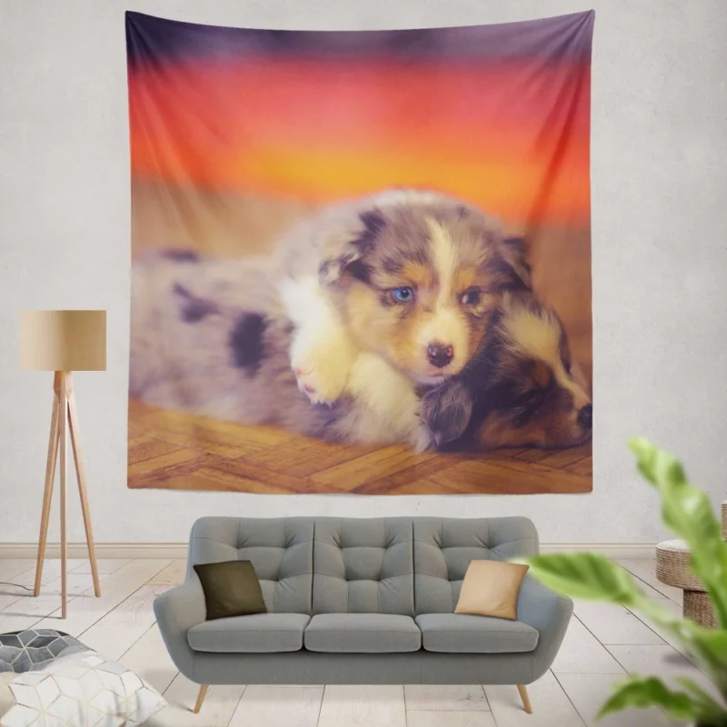 Puppy Canine Cuteness Aussie Appeal Wall Hanging Tapestry