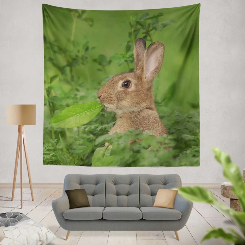 Rabbit Playful Stance Nature Whimsy Wall Hanging Tapestry