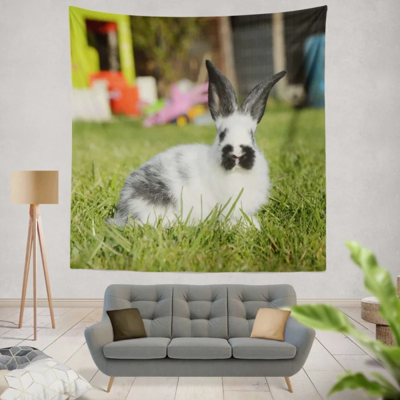 Rabbit in Grass Quiet Wilderness Wall Hanging Tapestry