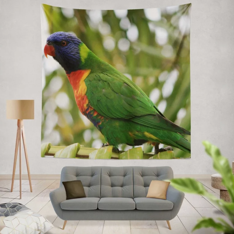 Rainbow Lorikeet Colorful Joy Parrot Splendor Wall Hanging Tapestry