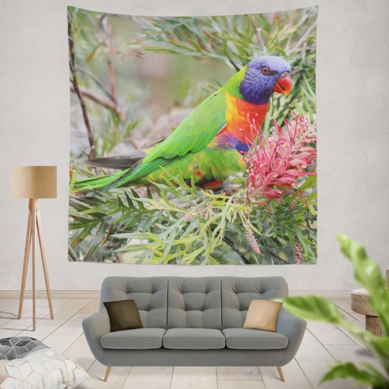 Rainbow Lorikeet Colorful Joy Parrot Wonder Wall Hanging Tapestry