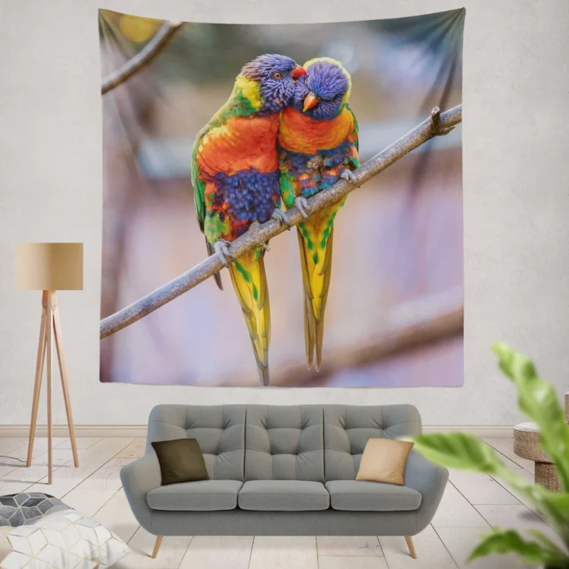 Rainbow Lorikeet Colorful Plumage Parrot Beauty Wall Hanging Tapestry