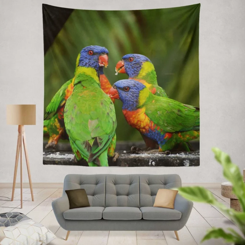 Rainbow Lorikeet Secret Meet Colorful Whispers Wall Hanging Tapestry