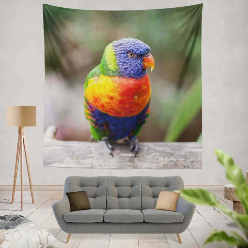 Rainbow Lorikeet Vibrant Plumage Parrot Beauty Wall Hanging Tapestry