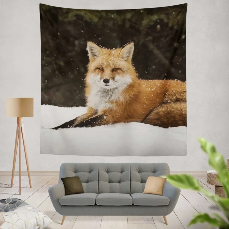 Red Fox Winter Wonderland Stroll Wall Hanging Tapestry