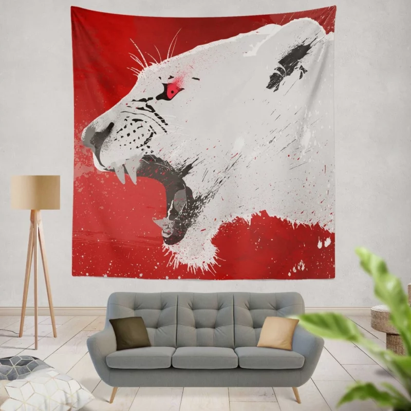 Red-Maned Lion Fierce Dominance Wall Hanging Tapestry