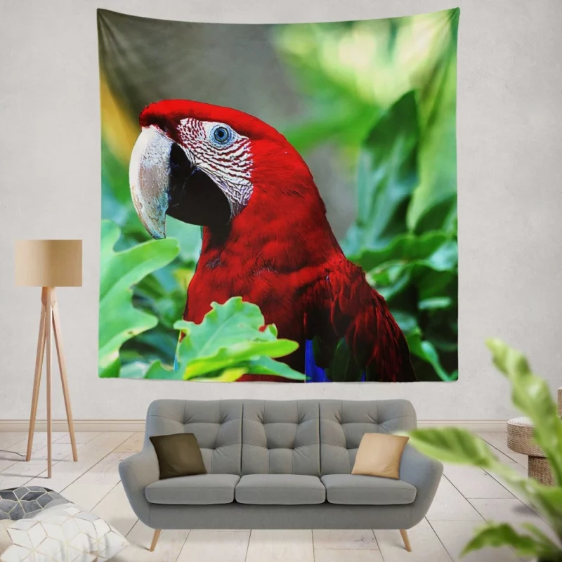 Red-and-green Macaw Vibrant Beauty Scarlet Delight Wall Hanging Tapestry