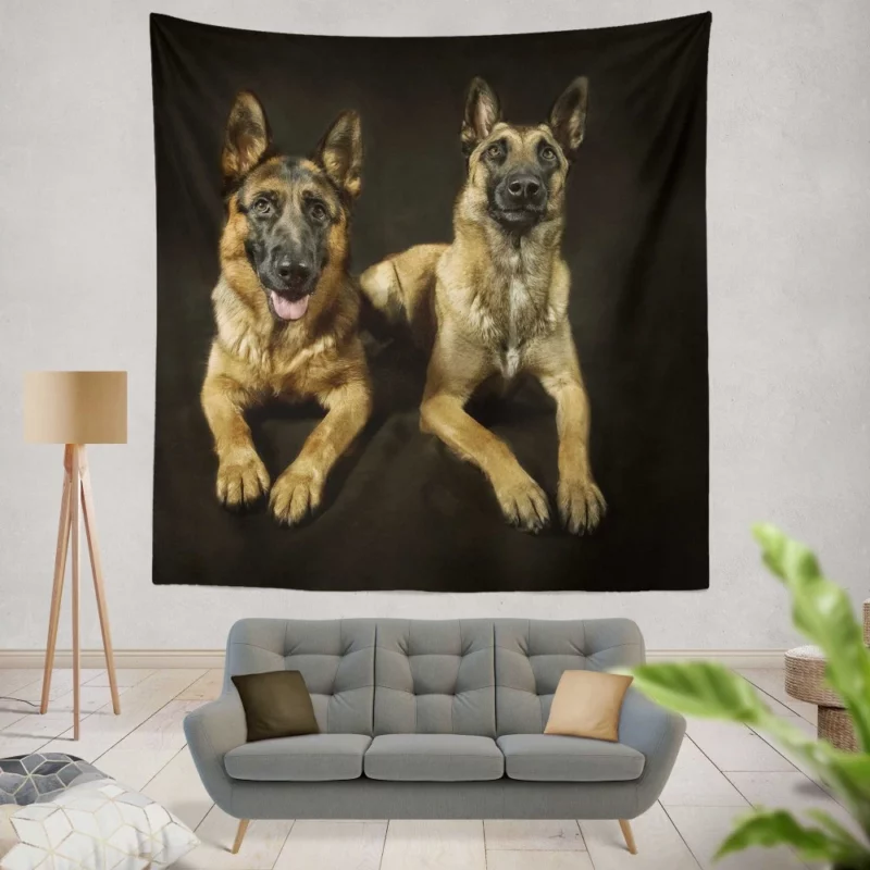 Regal German Shepherds Canine Majesty Wall Hanging Tapestry