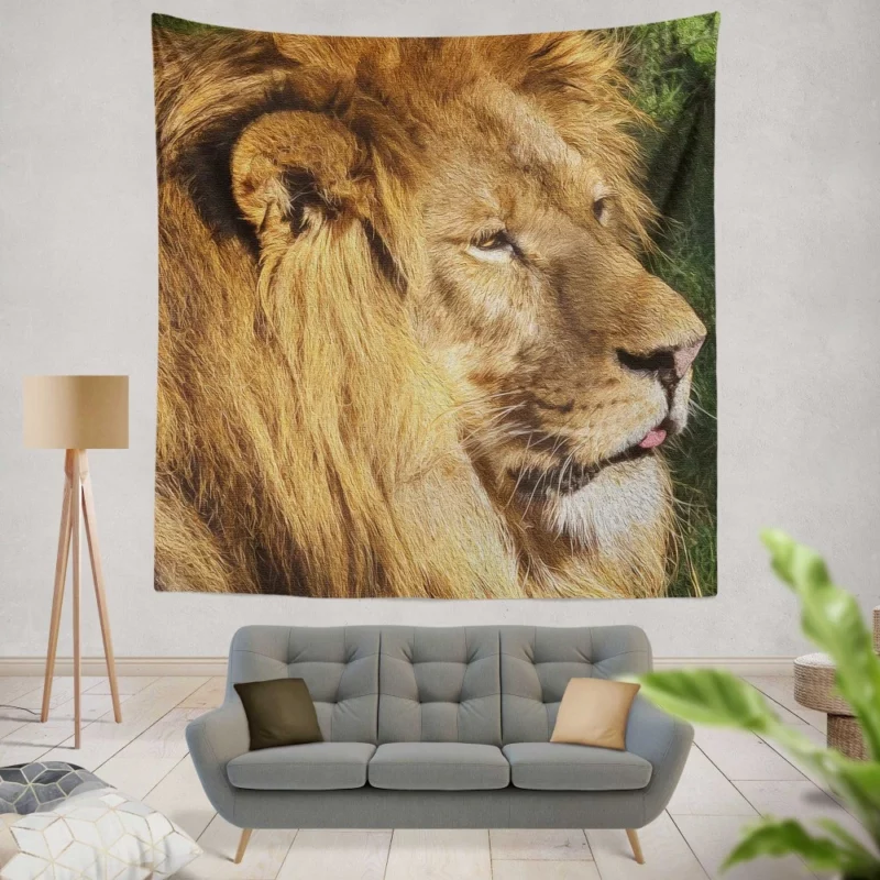 Regal Stance Lion Kingly Presence Wall Hanging Tapestry