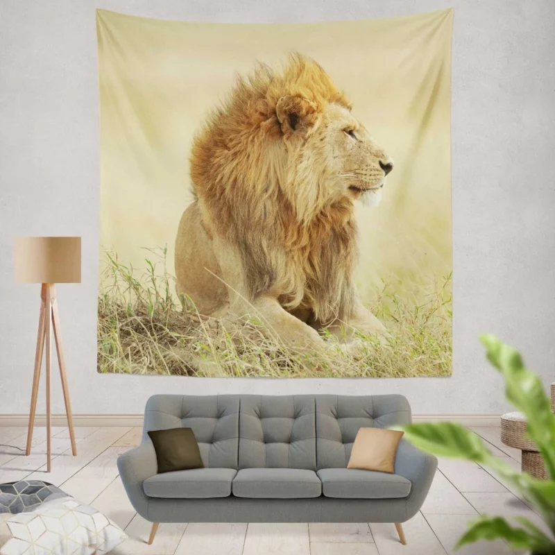 Regal Stance Lion Majesty Wall Hanging Tapestry