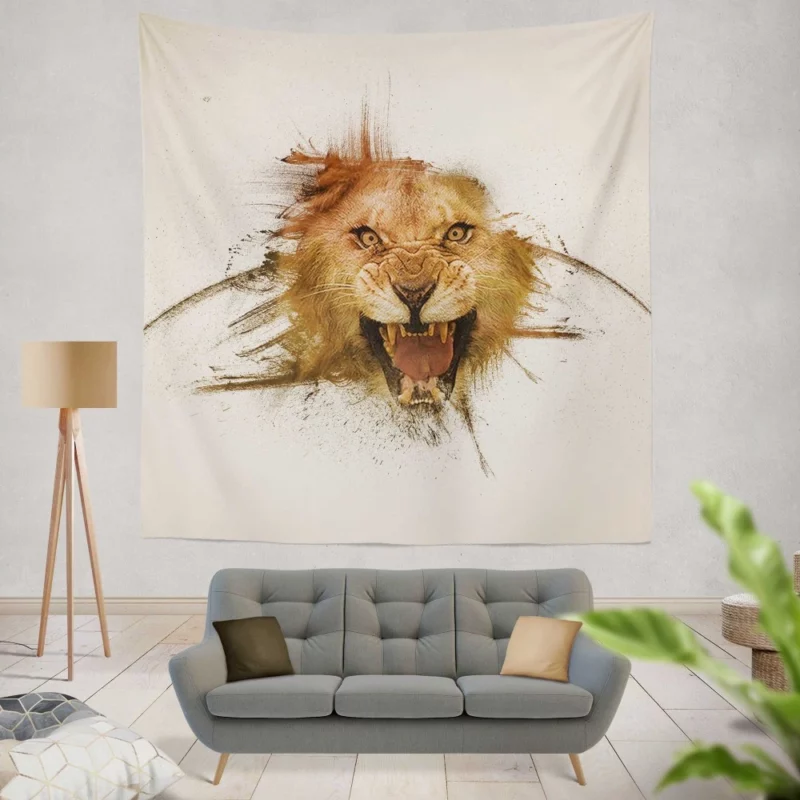 Roaring Lion King of Wilderness Wall Hanging Tapestry