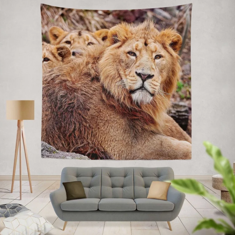 Roaring Majesty Lion Dominant Roar Wall Hanging Tapestry