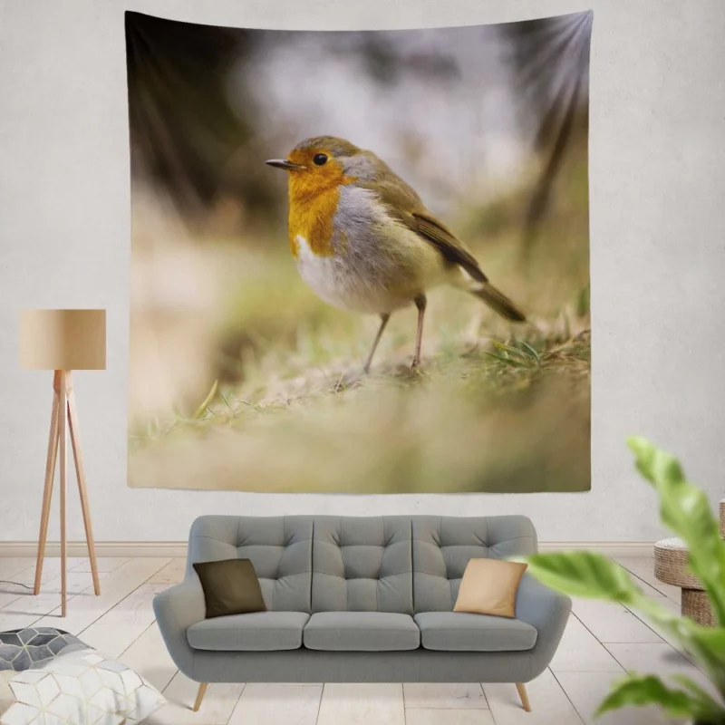 Robin Joyful Song Melodic Avian Wall Hanging Tapestry