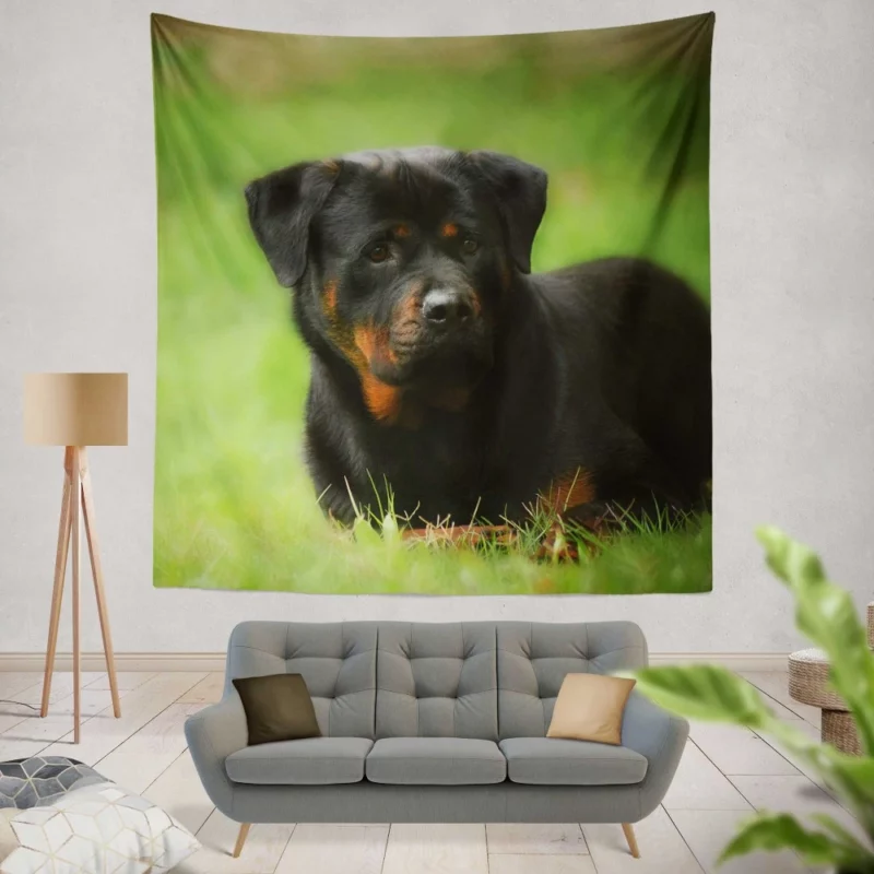 Rottweiler Strength Faithful Guardian Wall Hanging Tapestry