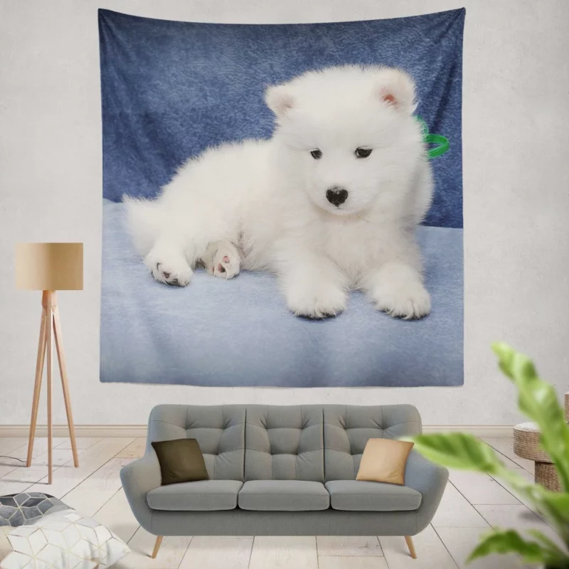 Samoyed Puppy Fluffy Wonder Innocence Wall Hanging Tapestry