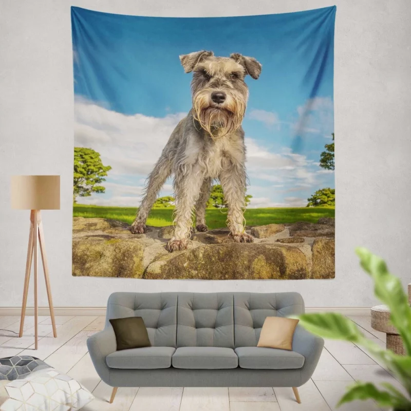 Schnauzer Energetic Stance Wall Hanging Tapestry