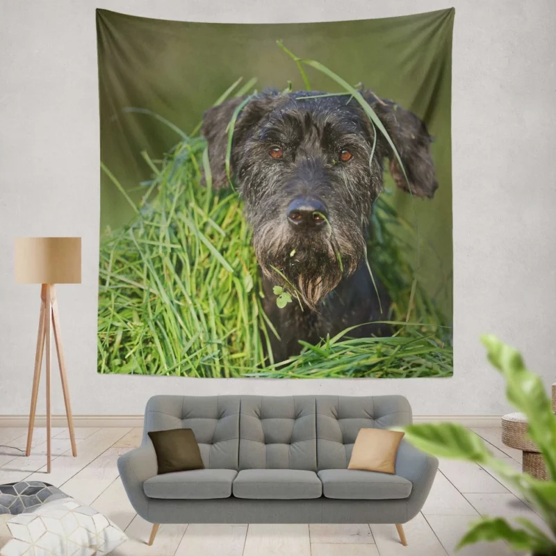 Schnauzer Muzzle and Meadow Wall Hanging Tapestry