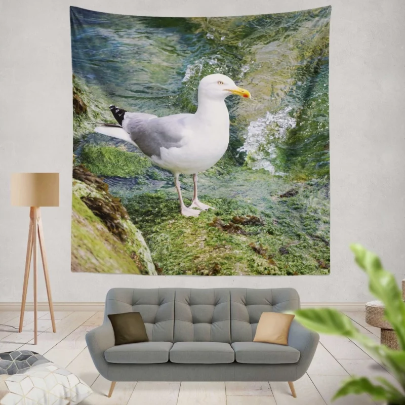 Seagull Coastal Watch Shoreline Guardian Wall Hanging Tapestry