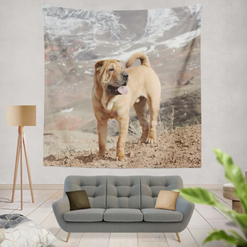 Shar Pei Wrinkled Charm Playful Spirit Wall Hanging Tapestry