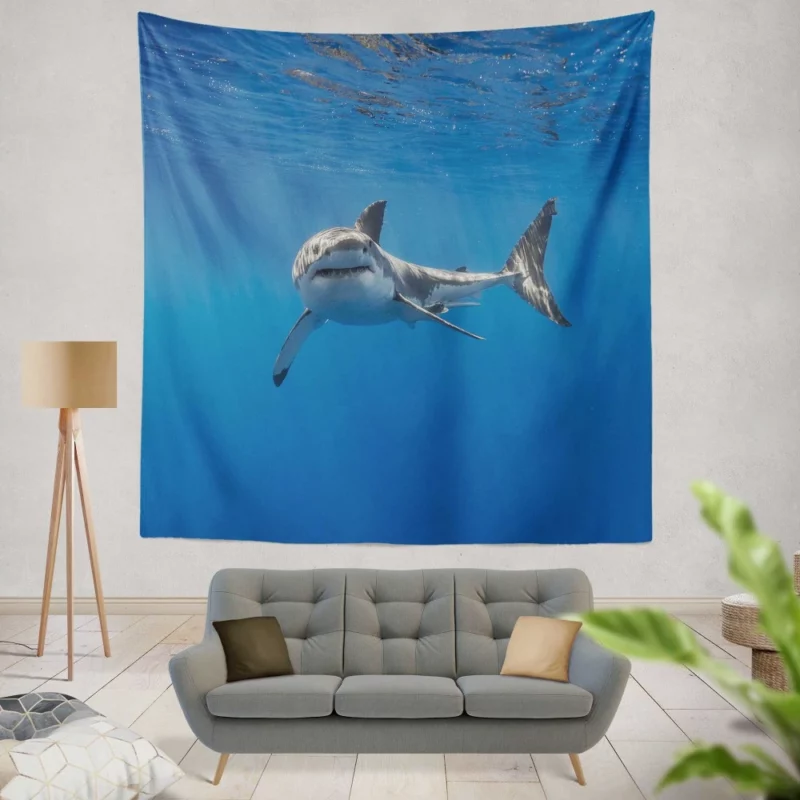 Shark Underwater Pursuit Ocean Drama Wall Hanging Tapestry