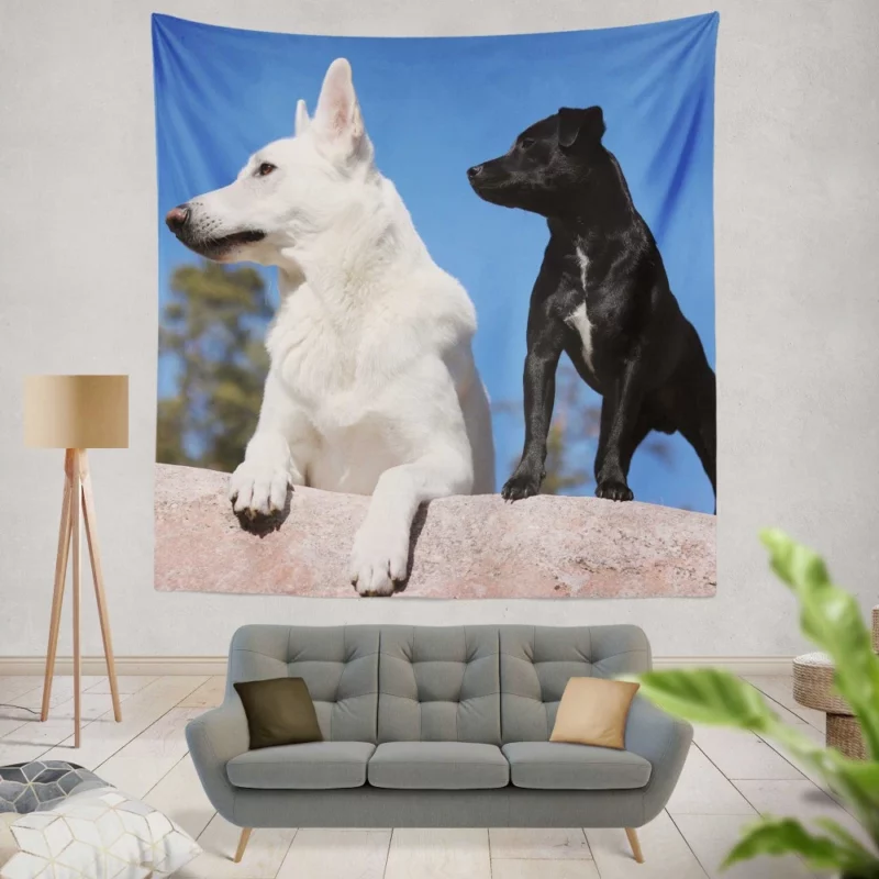 Shepherd and Terrier Duo Loyal Companions Wall Hanging Tapestry