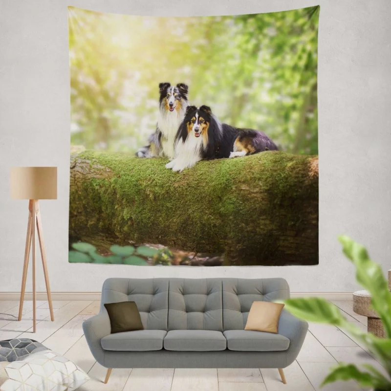 Shetland Sheepdog Playful Innocence Wall Hanging Tapestry