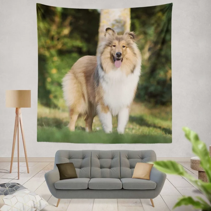 Shetland Sheepdog in Fall Leafy Whimsy Wall Hanging Tapestry