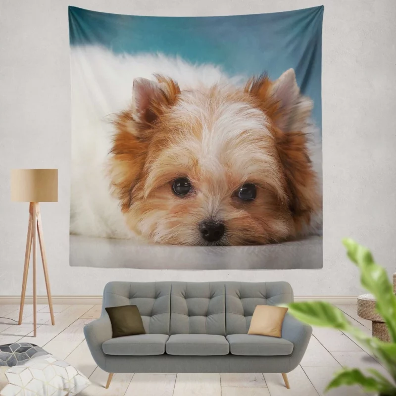 Shih Tzu Puppy Playful Whimsy Wall Hanging Tapestry