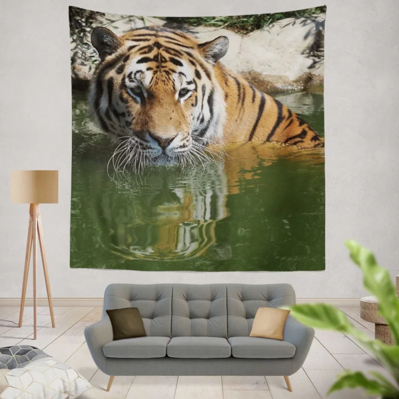 Siberian Tiger Winter Refreshment Wall Hanging Tapestry