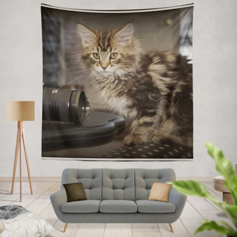 Silent Cat Observer Wall Hanging Tapestry