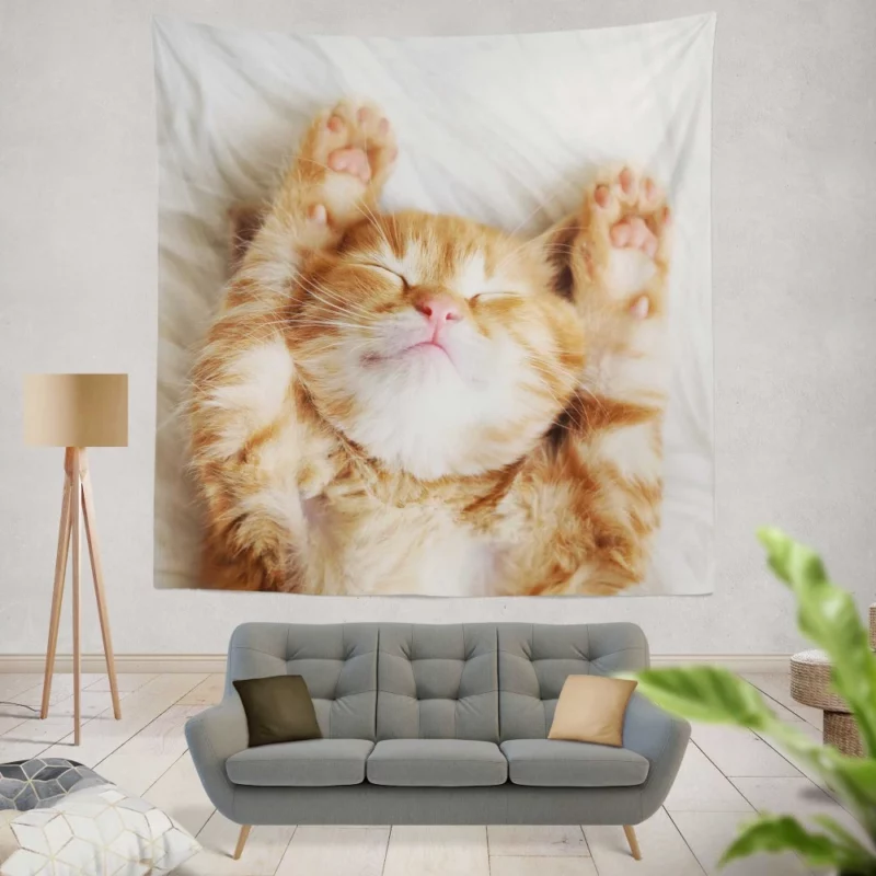 Sleeping Kitten Dreamy Slumber Wall Hanging Tapestry