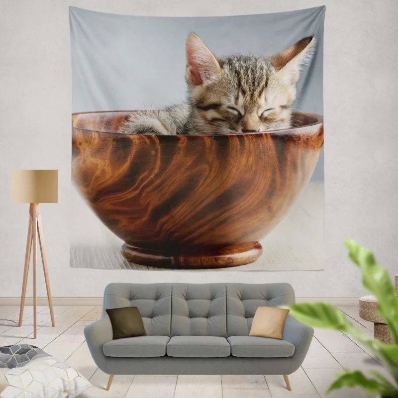 Sleeping Kitten Innocent Slumber Wall Hanging Tapestry