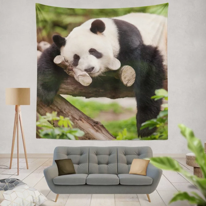 Sleeping Panda Cute Repose Wall Hanging Tapestry