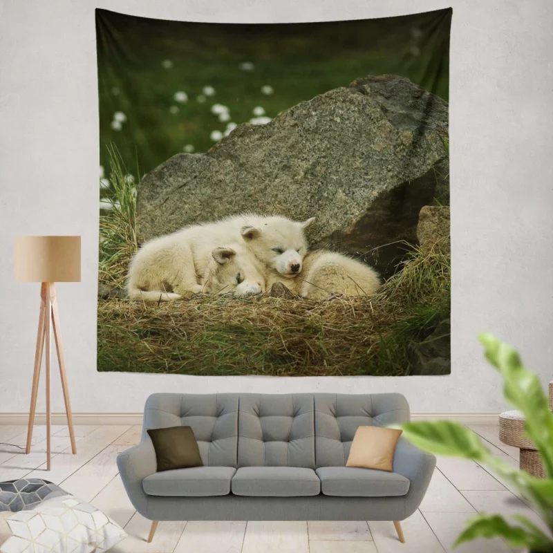 Sleeping Puppies Furry Dreamland Wall Hanging Tapestry