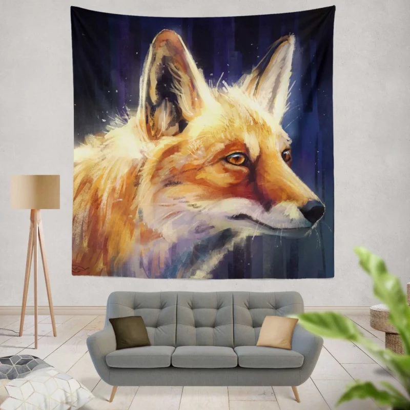 Sly Fox Intriguing Stare Wilderness Charm Wall Hanging Tapestry