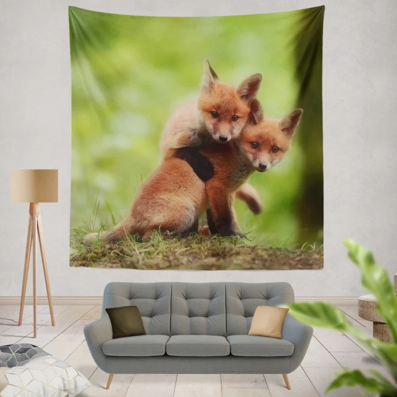 Sly Fox Play Nature Trickster Wall Hanging Tapestry