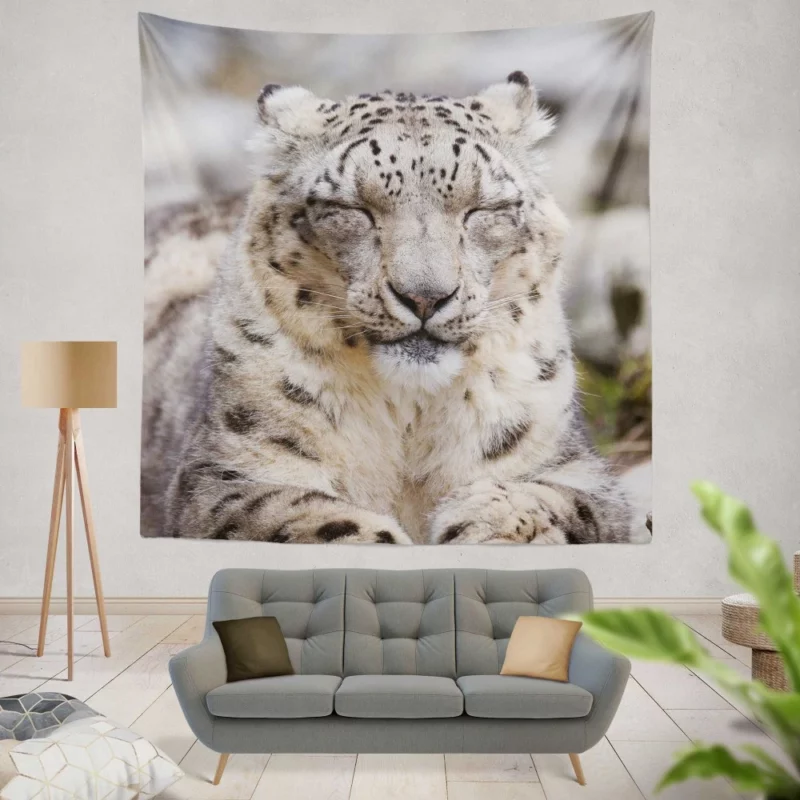 Snow Leopard Pristine Majesty Himalayan Wall Hanging Tapestry