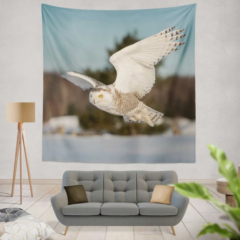 Snowy Owl Majestic Presence Nocturnal Watch Wall Hanging Tapestry