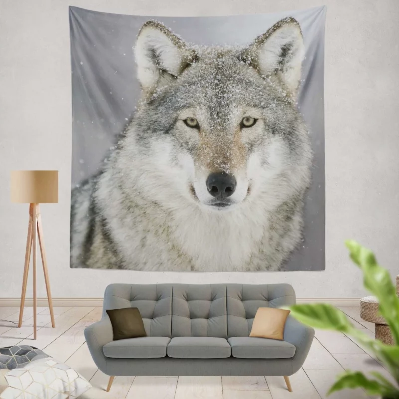 Snowy Wolf Majesty Arctic Wilderness Wall Hanging Tapestry