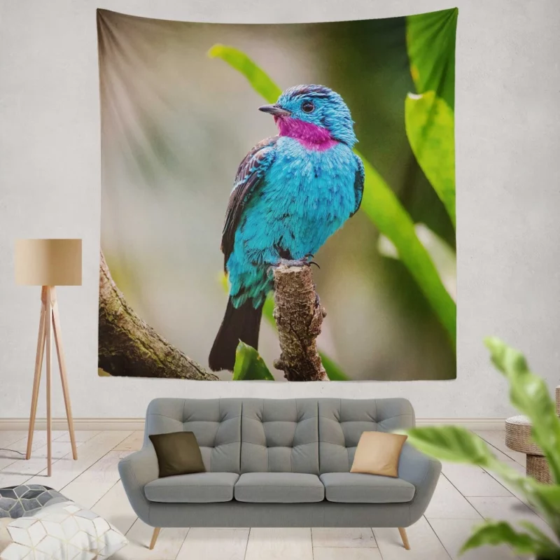 Spangled Cotinga Tropical Beauty Vibrant Plumage Wall Hanging Tapestry