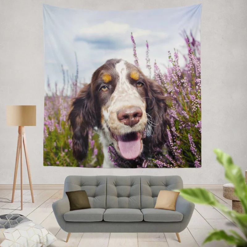 Spaniel Lavender Charm Floral Beauty Wall Hanging Tapestry