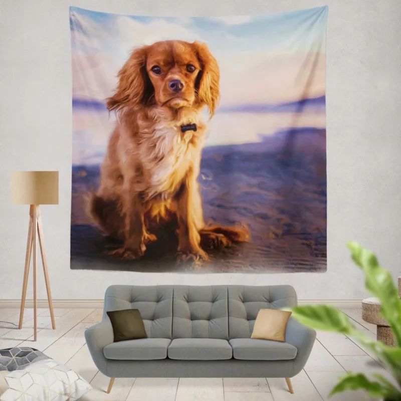 Spaniel in Oil Paint Filter Furry Artistry Wall Hanging Tapestry