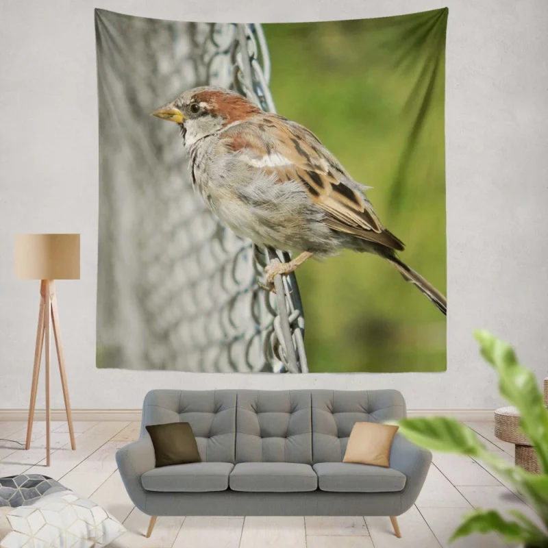 Sparrow Chirpy Essence Tiny Wonder Wall Hanging Tapestry